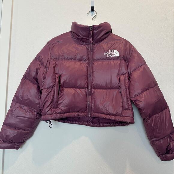 The North Face Nuptse 700 purple cropped puffer jacket medium - Picture 2 of 7